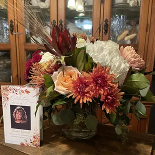 Celebration of Life - Guest table centerpieces, after three days, still beautiful!