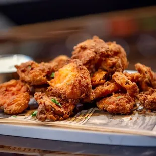 a plate of fried chicken