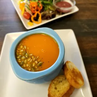 Carrot Soup and Salad
