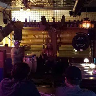 The owner, Pat, jammin' on the bongos with Bobby Messano! Only in Belleville!