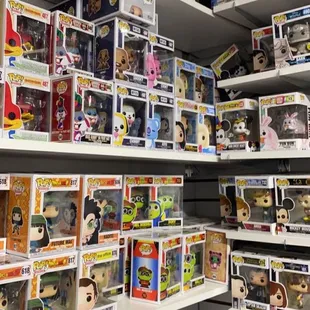 the shelves of a toy store