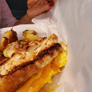 a grilled cheese and egg sandwich