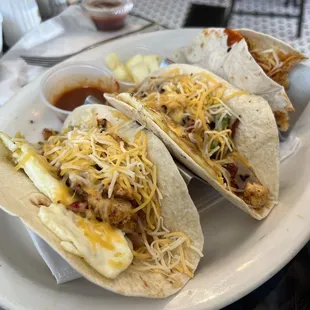 Breakfast tacos were very flavorful