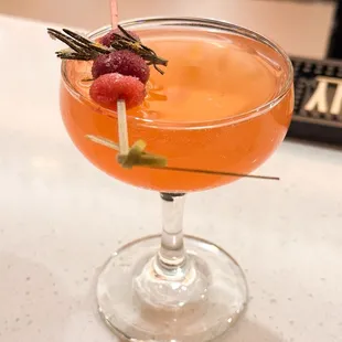 Cocktail that I can't remember the name of. Something with cranberry. Festive menu.