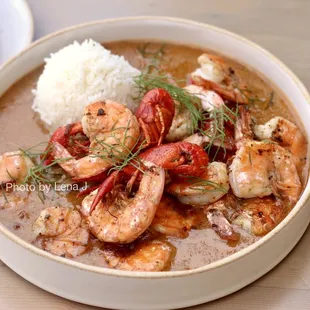 Etouffee ($30) - gumbo crab, oishii &amp; gulf shrimp, crawfish, tomato, chili, rice. Great and just slightly spicy