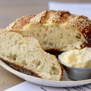 Bread &amp; butter ($6) - house-made milk bread and whipped butter. The bread is soft and fluffy inside