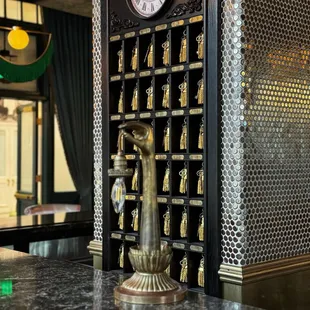 a clock on a wall in a restaurant