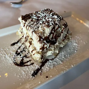 a piece of cake on a plate