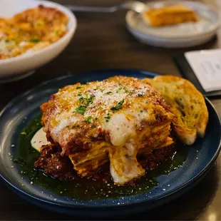 Bolognese lasagna. Huge portion.