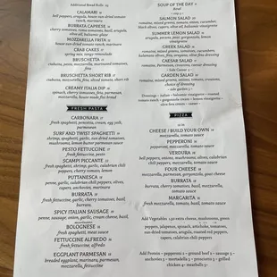 Current Menu as of July 2024 - part 1