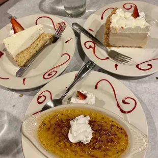 Crème brûlée, cheesecake, Key lime Pie