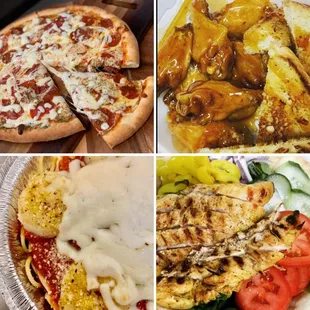 More pizza, grilled chicken, and some wings