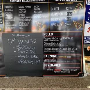 menu and prices
