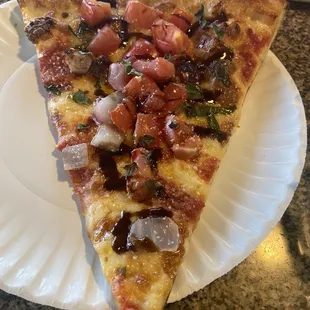 Bruschetta pizza with balsamic glaze