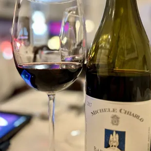 a glass of wine and a bottle of wine