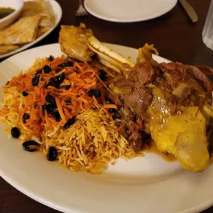 Qabili Palau:  tender, sticky lamb shank w rich rice.