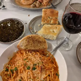 Spaghetti with Vodka Cream Sauce, and Chicken Marsala