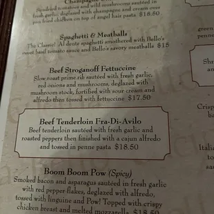 menu