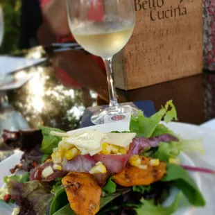 Roasted Vegetable salad during wine tasting.