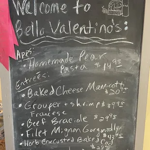 Specials, Bello Valentinos Italian Restaurant, New Smyrna Beach