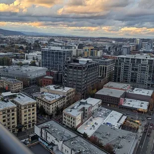 a view of a city from a high rise building