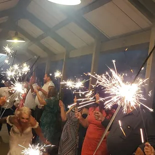 sparkler send off in venue entry way