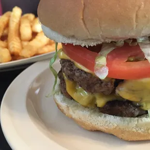 Double cheeseburger and crinkle fries. Because they are the king of French fries.