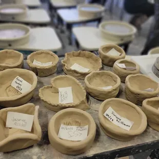 a variety of clay pots