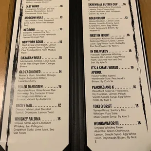 a menu for a restaurant