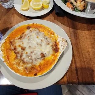 Lasagna &amp; Spinach salad with chicken &amp; shrimp