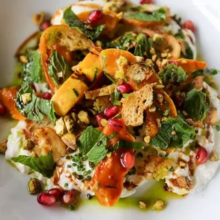 Burrata Panzanella- Roasted Delicata Squash, Pomegranate, Pistachio