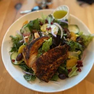 Seasonal Superfood Salad with Flounder.