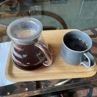 Pour over service of a washed Kenyan