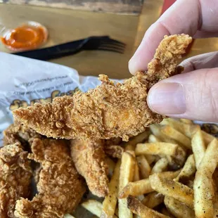 Itty bitty baby 4ct Chicken Tenders. Full disclosure, they did give me five instead of four.  Tasted great