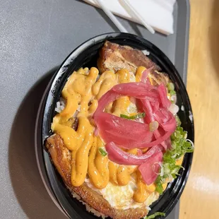 Pork belly rice bowl