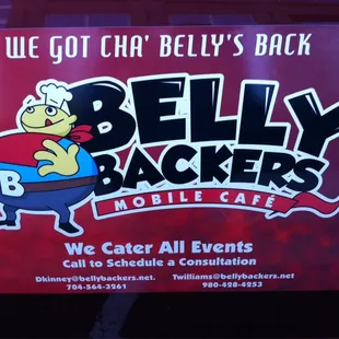 Signage on the side of their truck