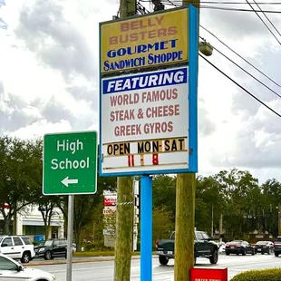 a sign for the restaurant