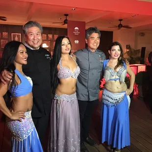 Belly Dancers In Paradise dance company group photo with Chef Alan Wong and Chef Roy Yamaguchi #HFWF2017