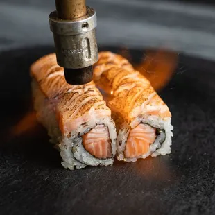 a sushi being made