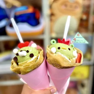 Bear and Birdie Crepes: The left one is Matcha Tiramisu Crepe