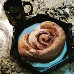 Texas sized cinnamon rolls for $5.  Out frigging standing
