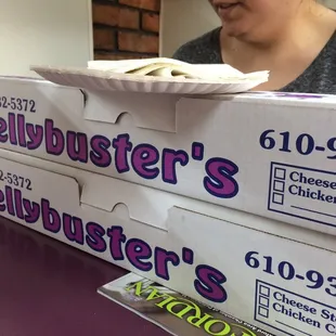 the boxes for the belly busters-  no plates are large enough