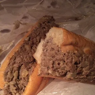 a half eaten sandwich