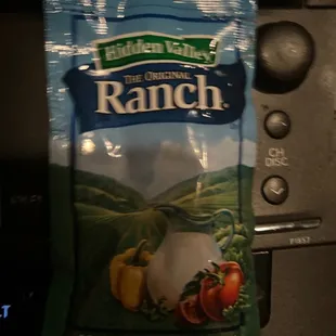 Ranch dressing packet. Price not included with your meal.