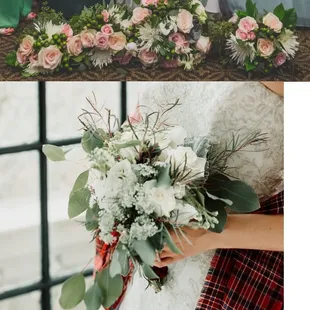 Top photo is my and the bridesmaids' bouquets from my Sept wedding, bottom is from my sister's March wedding. Beautiful flowers in both!