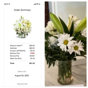 What I thought was being ordered and the flowers delivered! Wilting daisies and leaves