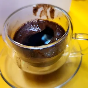 a cup of coffee on a saucer