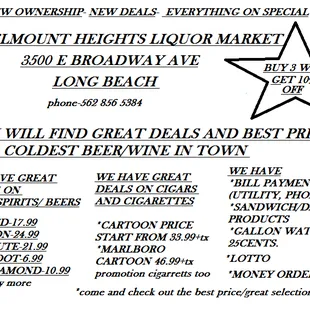 a list of items for sale