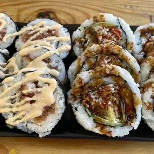 Spicy Tuna Roll &amp; Tempura Shrimp Roll