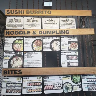 ramen and noodles, menu